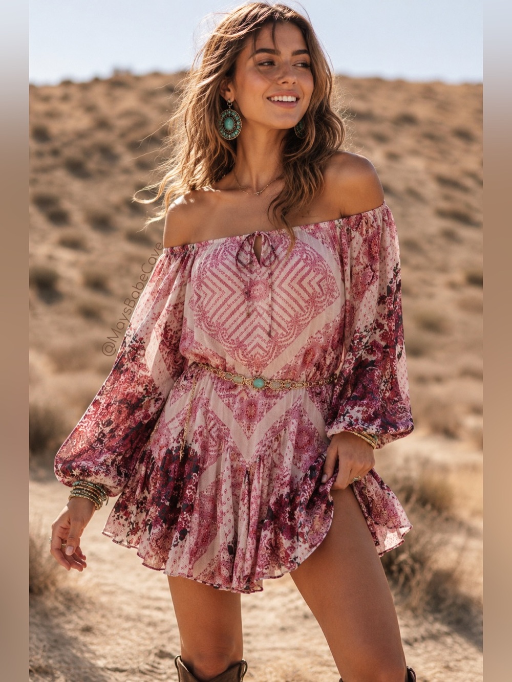 Free People Pink Multi Patterned Open Back Mini Dress